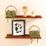 JUSTOYOU 2pcs Fake Hanging Plants Artificial Succulents Wooden Hanging Planter A... - Image 6