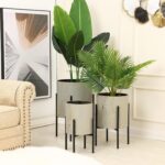 LuxenHome Planters for Indoor Plants, Set of 3 Floor Plants Pots with Stands, Mo... - Image 6