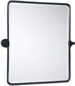 Farmhouse Black Metal Framed Pivot Rectangle Bathroom Mirror Rounded Rectangluar... - Image 5