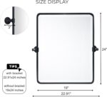 Farmhouse Black Metal Framed Pivot Rectangle Bathroom Mirror Rounded Rectangluar... - Image 7