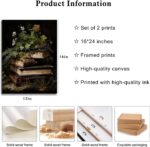 Kdyudo 2 pcs Vintage Botanical Canvas Wall Art, Gothic Dark Collegiate Style, Bo... - Image 5