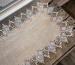 LINENS ART AND THINGS Lace Table Runner Neutral Earth Tones Dresser Scarf Coffee... - Image 8