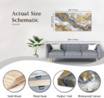 BewDalky Abstract Gold Grey White Marble Wall Art Minimalist Modern Fluid Canvas... - Image 4