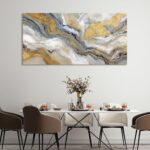 BewDalky Abstract Gold Grey White Marble Wall Art Minimalist Modern Fluid Canvas... - Image 5