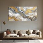 BewDalky Abstract Gold Grey White Marble Wall Art Minimalist Modern Fluid Canvas... - Image 8