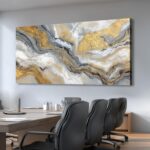 BewDalky Abstract Gold Grey White Marble Wall Art Minimalist Modern Fluid Canvas... - Image 9