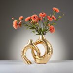 LCCCK Gold Ceramic Vases for Home Decor, Boho Vase for Flowers Pampas Grass Deco... - Image 4