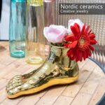 Notakia Unique Flower Vase Statue Home Decor Modern Style Gold Room Decor Accent... - Image 5