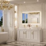 TokeShimi 55"x 30" Bathroom Mirror Backlit with Gold Frame, Dimmable Backlight L... - Image 3