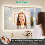 TokeShimi 55"x 30" Bathroom Mirror Backlit with Gold Frame, Dimmable Backlight L... - Image 5