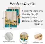RZIGERNO 3 Pcs Green and Gold Abstract Wall Art Modern Luxury Framed Canvas Prin... - Image 6