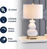 JONATHAN Y 25.5" White/Gold Ceramic Table Lamp for Living Room Bedroom, White Li... - Image 3