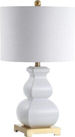JONATHAN Y 25.5" White/Gold Ceramic Table Lamp for Living Room Bedroom, White Li... - Image 7