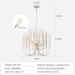 HEYAN Modern Round Chandelier, Whitewash Wood Metal, 24x29 Inch, Chain Mounted, ... - Image 3