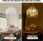 HEYAN Modern Round Chandelier, Whitewash Wood Metal, 24x29 Inch, Chain Mounted, ... - Image 4