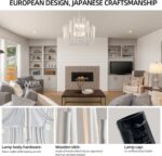 HEYAN Modern Round Chandelier, Whitewash Wood Metal, 24x29 Inch, Chain Mounted, ... - Image 6