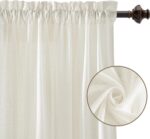 RYB HOME Ivory Sheer Curtains 84 inches Long - Linen Textured Semi Transparent w... - Image 3