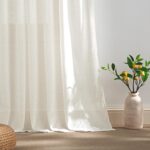 RYB HOME Ivory Sheer Curtains 84 inches Long - Linen Textured Semi Transparent w... - Image 6