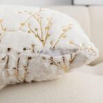 LIGICKY Set of 2 Decorative Lumbar Pillows Fluffy White Fur Pillow Coves Gold Br... - Image 7