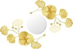Tandefio 3 Pcs Metal Decorative Wall Mirrors for Living Room Metal Ginkgo Leaf M... - Image 3