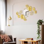 Tandefio 3 Pcs Metal Decorative Wall Mirrors for Living Room Metal Ginkgo Leaf M... - Image 6