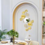Tandefio 3 Pcs Metal Decorative Wall Mirrors for Living Room Metal Ginkgo Leaf M... - Image 8