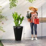Outsunny Tall Planters for Outdoor Plants Set of 3, 28 in Taper Planters with Dr... - Image 4
