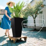 Outsunny Tall Planters for Outdoor Plants Set of 3, 28 in Taper Planters with Dr... - Image 5