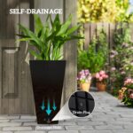 Outsunny Tall Planters for Outdoor Plants Set of 3, 28 in Taper Planters with Dr... - Image 6