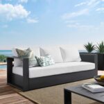 Modway Tahoe Aluminum Outdoor Patio Sofa in Gray White - Image 4