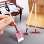 3Pcs Miniature Garden Tools 1:12 Mini Shovels and Rake Farm Tools Fairy Garden F... - Image 3