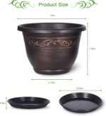 Plastic-Plant-Flower-Planters-10 Inch With Drainage Hole & Saucer, 3 Packs Light... - Image 3