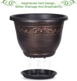 Plastic-Plant-Flower-Planters-10 Inch With Drainage Hole & Saucer, 3 Packs Light... - Image 5