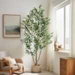6FT Artificial Olive Tree with Realistic Leaves & Natural Trunk, Faux Silk Olive... - Image 3