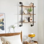 YMYNY Industrial Pipe Shelf Bracket, 3 Tiers Retro Wall Mounted Floating Shelf, ... - Image 5