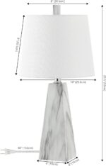 JONATHAN Y 20.5" White Marble Finish Modern Resin Table Lamp for Bedroom Living ... - Image 5