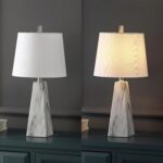 JONATHAN Y 20.5" White Marble Finish Modern Resin Table Lamp for Bedroom Living ... - Image 7
