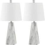 JONATHAN Y 20.5" White Marble Finish Modern Resin Table Lamp for Bedroom Living ... - Image 8