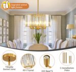 KELUOLY Modern Drum Crystal Chandeliers, 5-Light Gold Luxury Round Ceiling Hangi... - Image 4