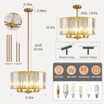 KELUOLY Modern Drum Crystal Chandeliers, 5-Light Gold Luxury Round Ceiling Hangi... - Image 5