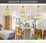 KELUOLY Modern Drum Crystal Chandeliers, 5-Light Gold Luxury Round Ceiling Hangi... - Image 7