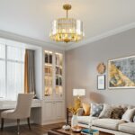 KELUOLY Modern Drum Crystal Chandeliers, 5-Light Gold Luxury Round Ceiling Hangi... - Image 9