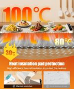 Food Warming Mat with Heat-Resistant Pad, 26X15 Inch, 6-Level Temp 6-Hour Timer,... - Image 3
