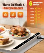 Food Warming Mat with Heat-Resistant Pad, 26X15 Inch, 6-Level Temp 6-Hour Timer,... - Image 4