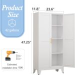 White Metal Storage Cabinet, 48" Steel Cabinets for Home Office, Kitchen Pantry ... - Image 3