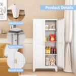 White Metal Storage Cabinet, 48" Steel Cabinets for Home Office, Kitchen Pantry ... - Image 6