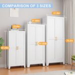 White Metal Storage Cabinet, 48" Steel Cabinets for Home Office, Kitchen Pantry ... - Image 8
