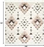 SAFAVIEH Moroccan Tassel Shag Collection Area Rug - 9' Square, Ivory & Brown, No... - Image 3