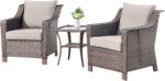 3 Pieces Patio Furniture Set-Wicker Patio Chairs Set of 2 with Tempered Glass En... - Image 3