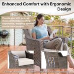 3 Pieces Patio Furniture Set-Wicker Patio Chairs Set of 2 with Tempered Glass En... - Image 5